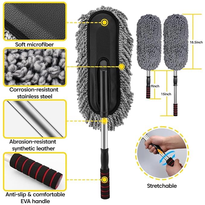 New 5 PCS Microfiber Car Duster Brush Complete Cleaning Kit