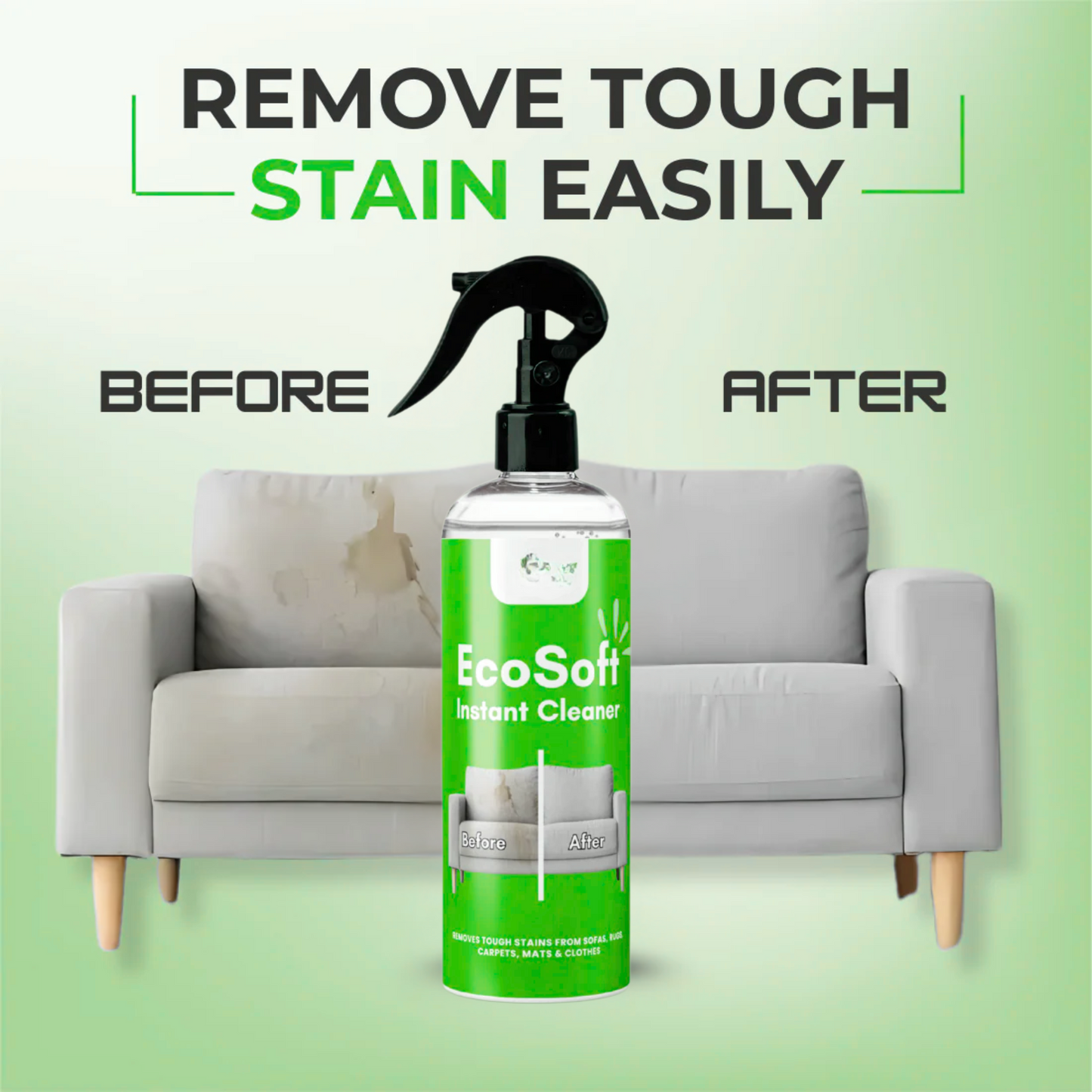 Ecosoft Upholstery Cleaner | Tough On Stain | Safe On Fabric ( Buy 1 Get 1 Free )