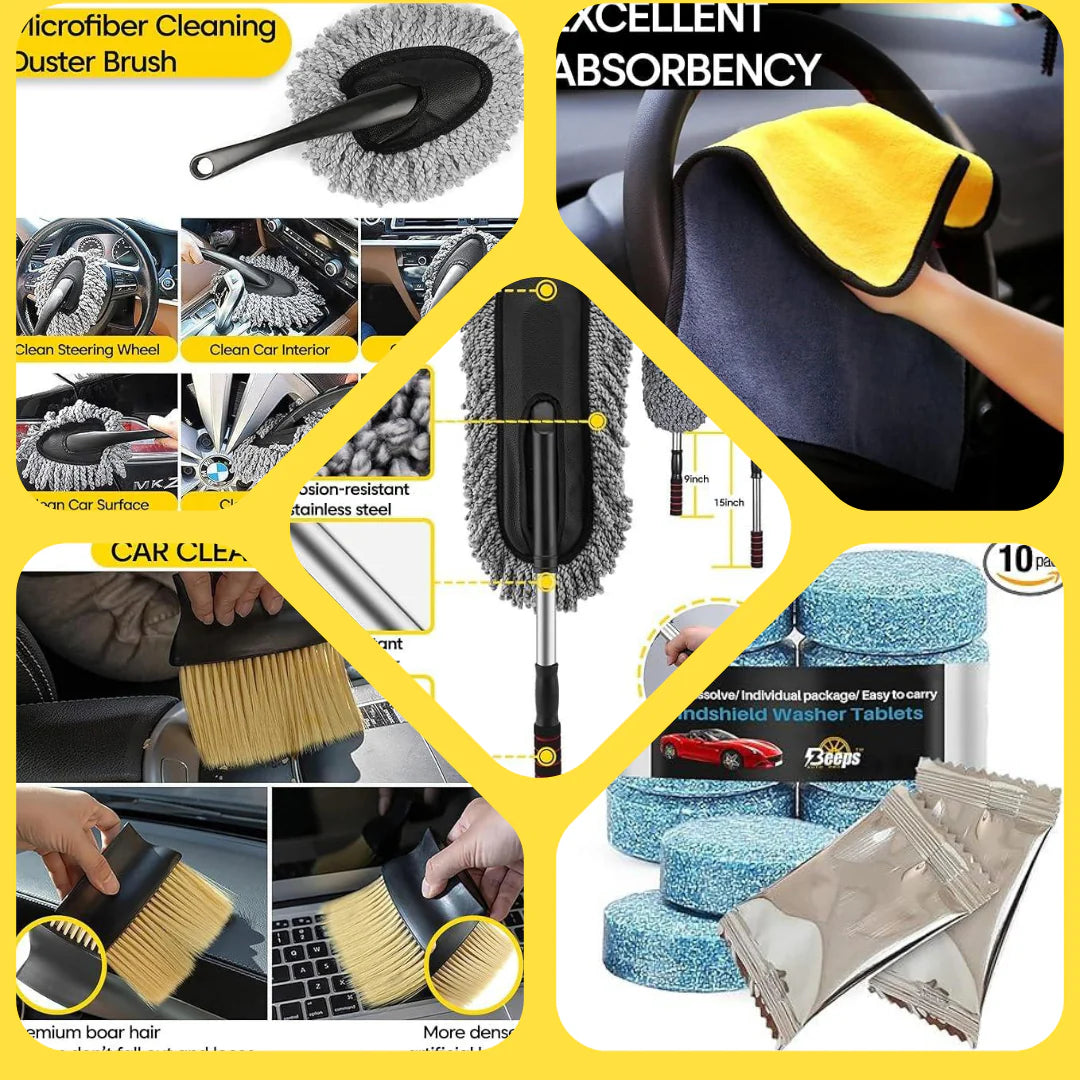 New 5 PCS Microfiber Car Duster Brush Complete Cleaning Kit
