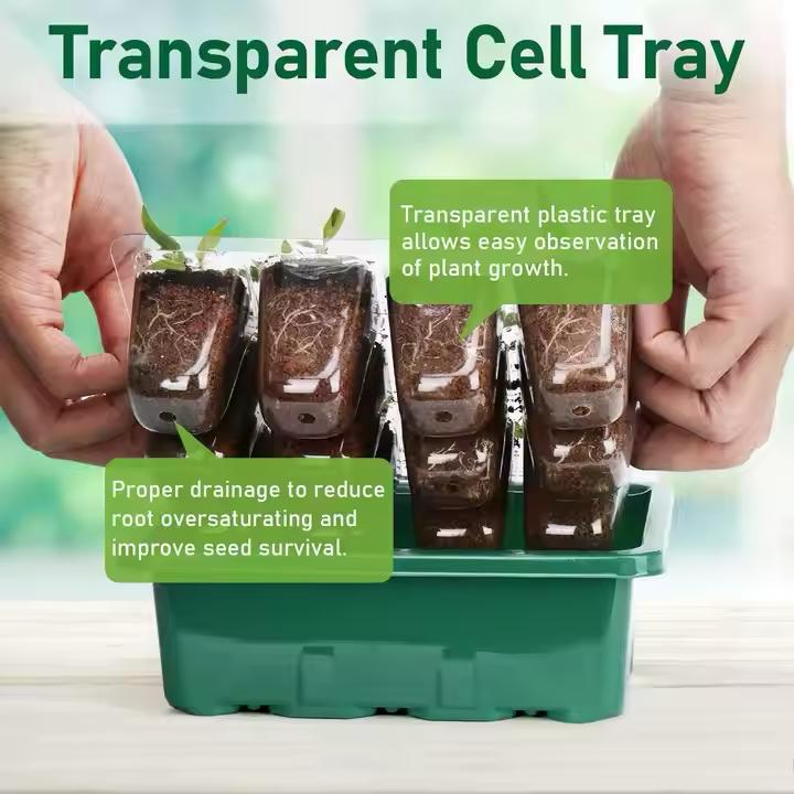 Plastic Plant Propagator 12 Cells High Lid Seed Trays Kit Seedling Germination Tray With High Dome