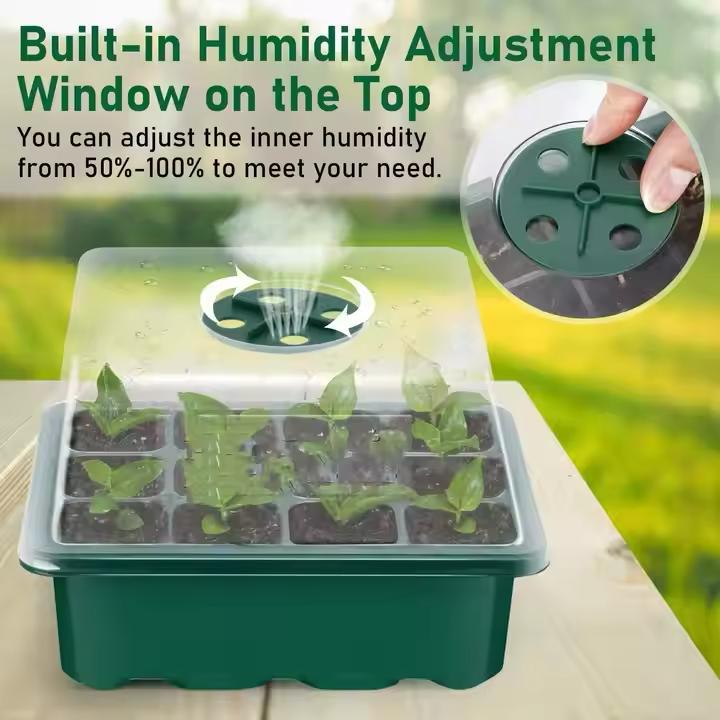 Plastic Plant Propagator 12 Cells High Lid Seed Trays Kit Seedling Germination Tray With High Dome