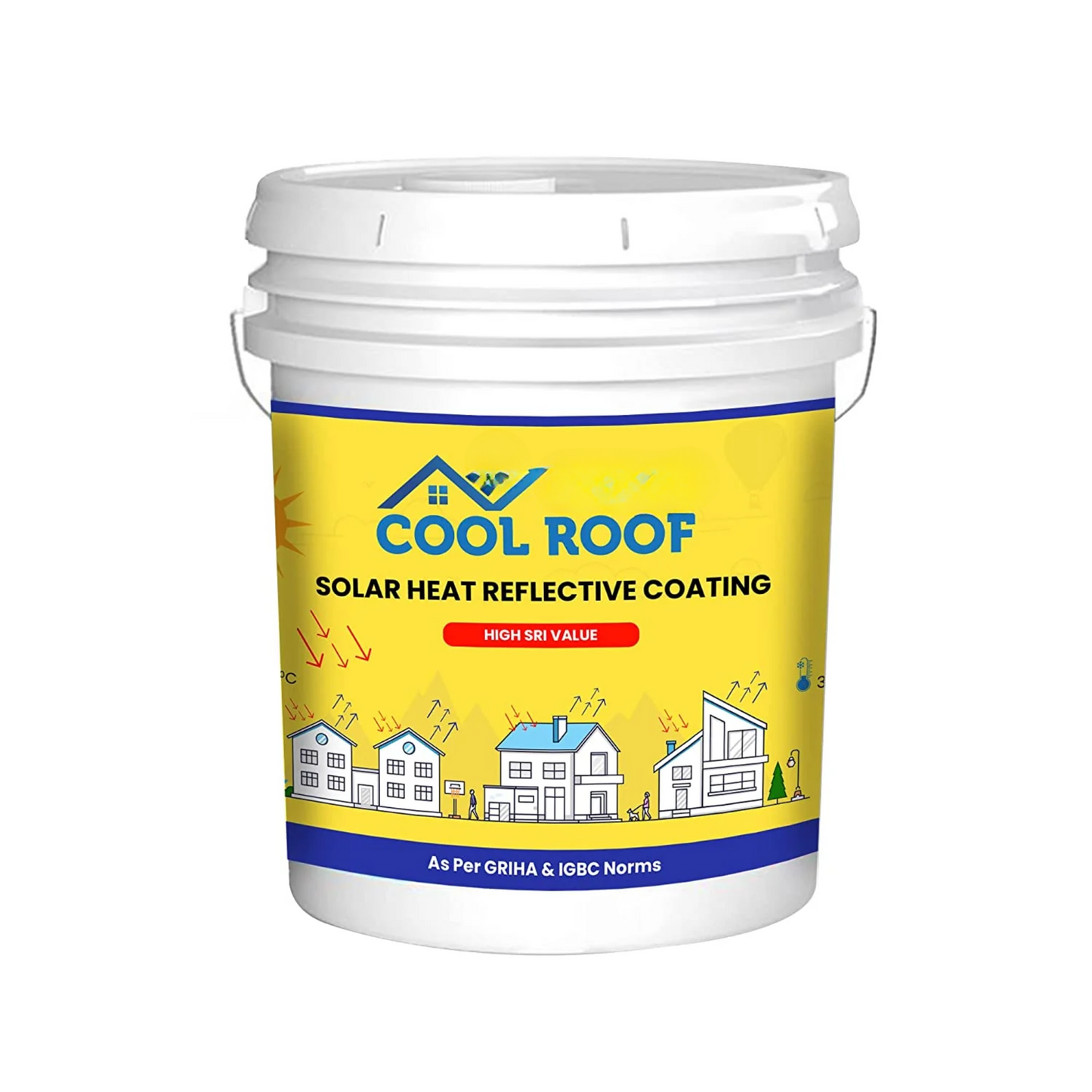 Cool Roof Coating - High SRI Heat Resistant, Terrace Cooling Coating (Concentrate, Covers 600 Sq.ft)