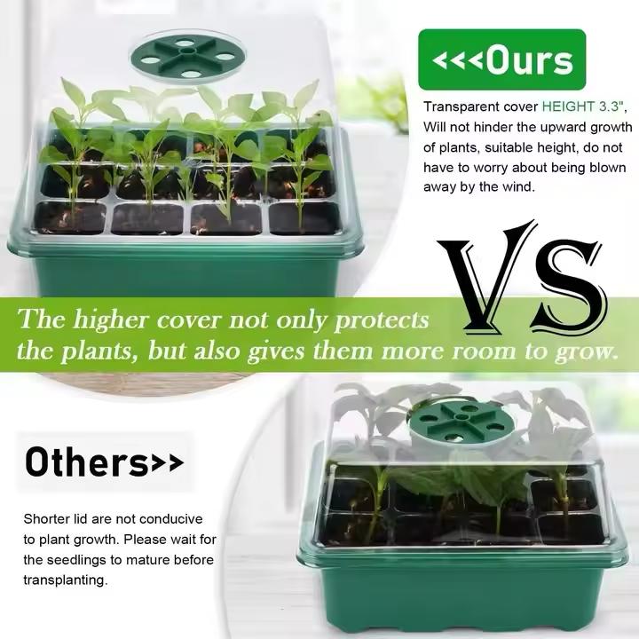 Plastic Plant Propagator 12 Cells High Lid Seed Trays Kit Seedling Germination Tray With High Dome