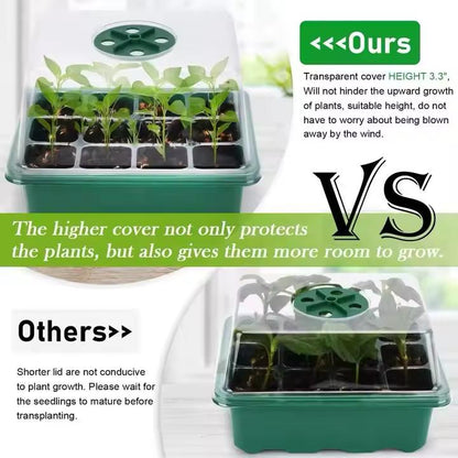 Plastic Plant Propagator 12 Cells High Lid Seed Trays Kit Seedling Germination Tray With High Dome