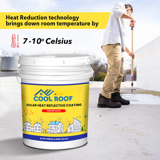 Cool Roof Coating - High SRI Heat Resistant, Terrace Cooling Coating (Concentrate, Covers 600 Sq.ft)
